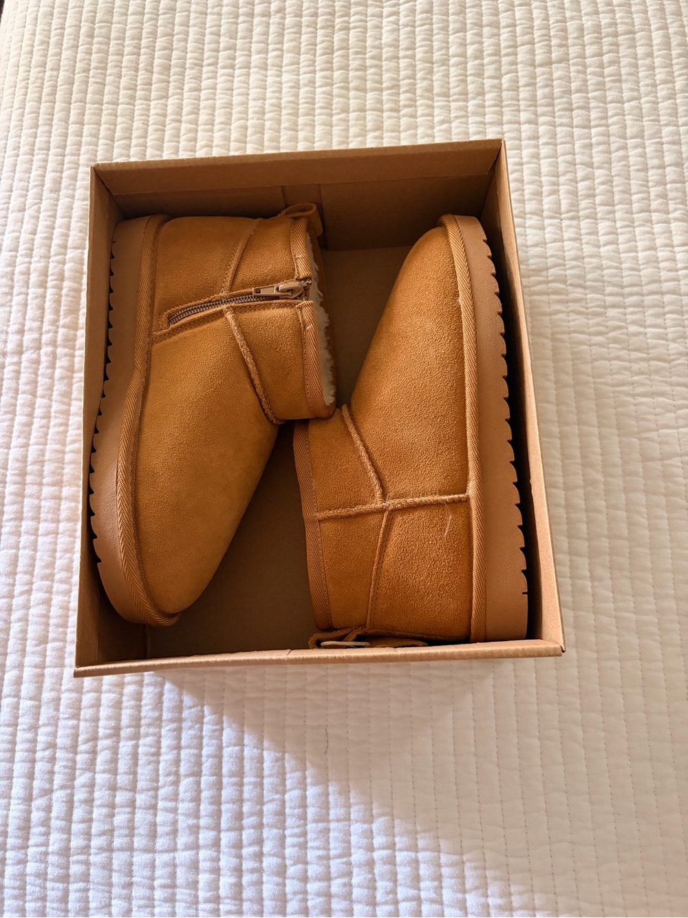 Children's Cozy Side-Zip Ankle Boots in Tan